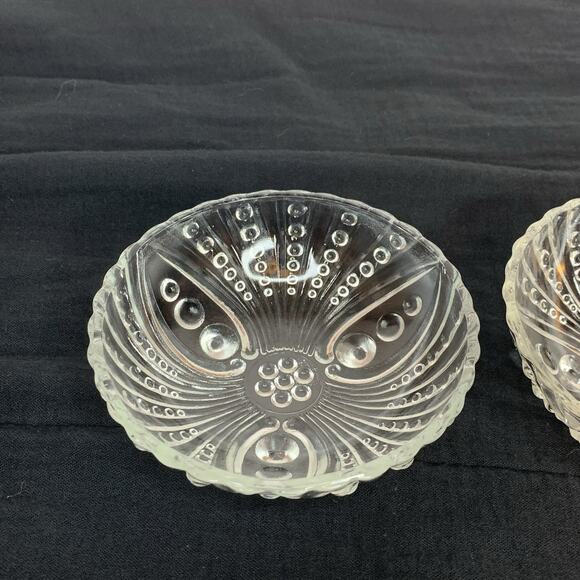 2 Anchor Hocking Depression Glass Berry Bowls Footed Burple Bubble Pattern 4.5” - Picture 2 of 9